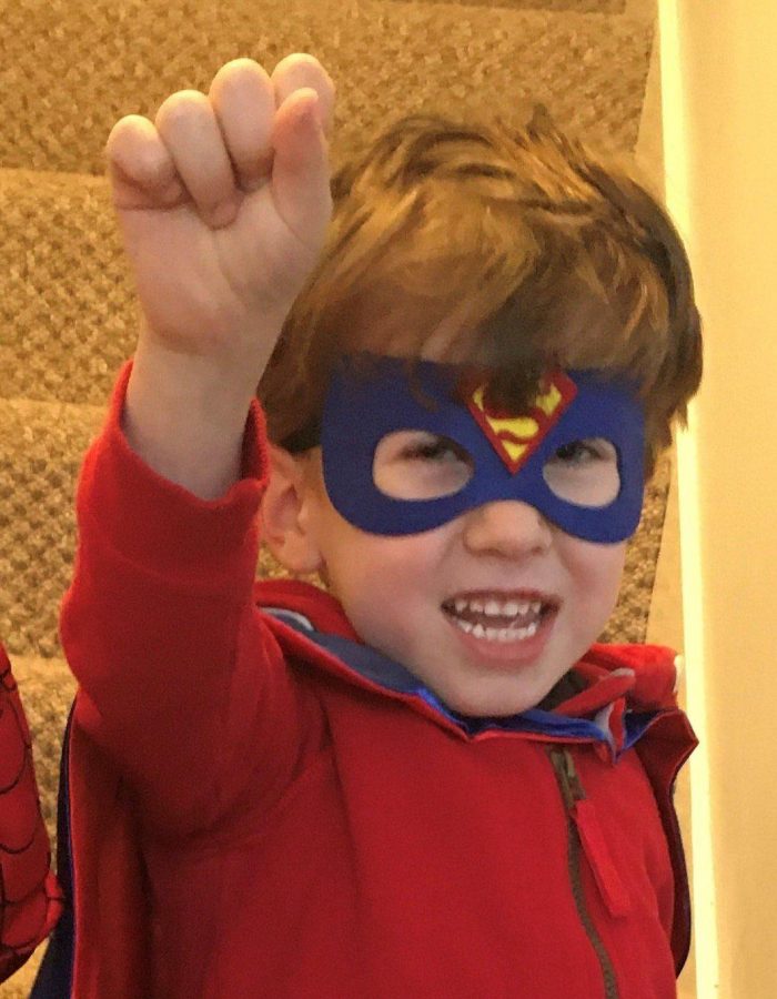 Leo in a superman costume
