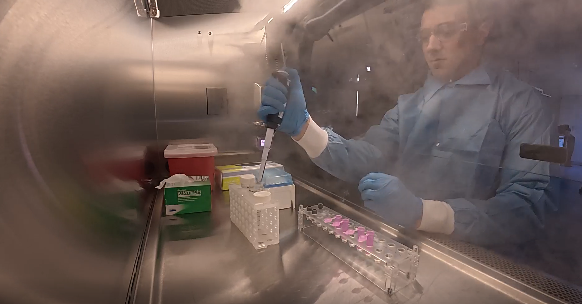 Sequence technician performing airflow visualization