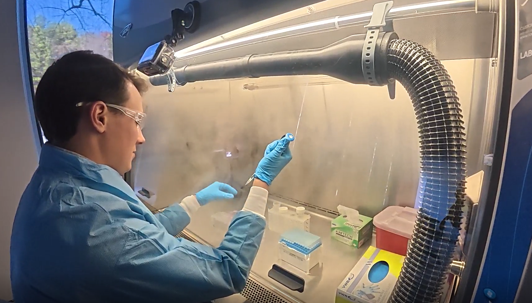 Sequence technician performing airflow visualization